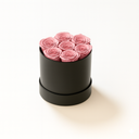 7 pink preserved roses arranged in matte round box by ZESO Blooms – elegant lasting floral gift