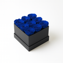 9 blue preserved roses arranged in matte square box by ZESO Blooms – long-lasting real floral gift