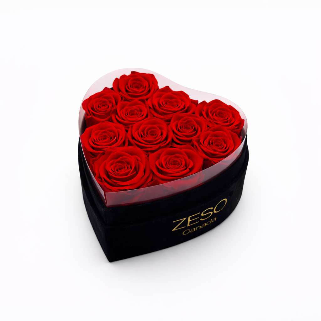 Everlasting Rose Gift | 12 Roses in a Heart Box | Perennial