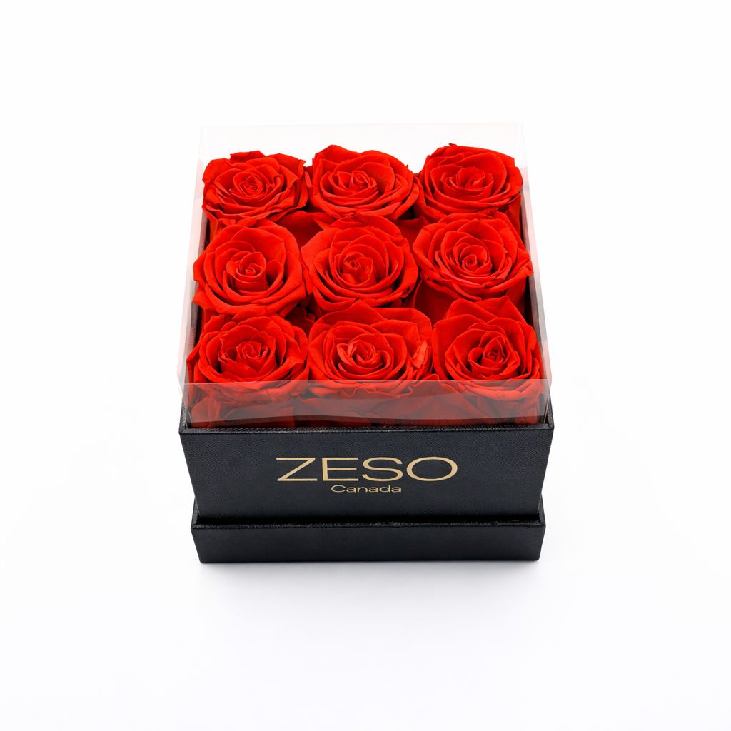 Preserved Rose Gift | 9 Roses in a square box | Forever flowers