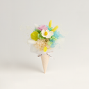 Handcrafted pastel cone bouquet with preserved rose, hydrangea and sunflower seed shell flower by ZESO Blooms
