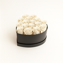 16 white preserved roses arranged in matte heart box by ZESO Blooms – elegant floral gift symbolizing purity and eternal love
