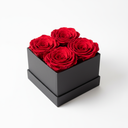 4 red preserved roses arranged in matte square box by ZESO Blooms – elegant long-lasting floral gift
