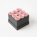 9 pink preserved roses arranged in matte square box by ZESO Blooms – long-lasting real floral gift
