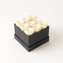 9 white preserved roses arranged in matte square box by ZESO Blooms – long-lasting real floral gift
