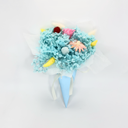 Blue ice cream cone preserved flower bouquet featuring a real preserved rose and dried baby’s breath, handcrafted by ZESO Blooms™