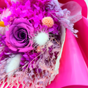 Side view of Aquarius forever flower bouquet highlighting handcrafted floral arrangement by ZESO Blooms