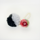 Forever rose keychain with plush charm and clear spherical plastic case, handcrafted preserved flower accessory by ZESO Blooms™
