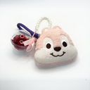 Forever rose plush keychain with clear round plastic housing, handcrafted preserved flower accessory from ZESO Blooms™
