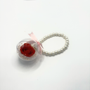 Forever rose round keychain featuring a real preserved rose enclosed in a transparent round case with faux pearl chain by ZESO Blooms™