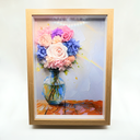 Handcrafted preserved flower frame painting displayed as floral wall decor or gift, real preserved flowers by ZESO Blooms™