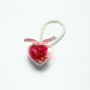 Heart-shaped preserved rose keychain featuring a real forever rose inside a clear heart plastic case with pearl chain by ZESO Blooms™