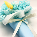 Side view of blue ice cream cone preserved flower bouquet with real dried and preserved florals by ZESO Blooms™