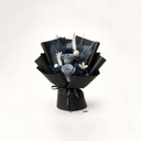 Handcrafted dark preserved flower bouquet with grey roses and navy hydrangea by ZESO Blooms.