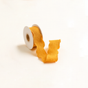 Mustard Yellow crinkled edge silk ribbon by ZESO Blooms — vintage sheer fabric ribbon roll for bouquet wrapping and gift decoration.
