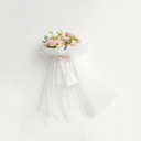 Pearl White mesh wrap applied to bouquet — light, romantic Korean-style floral wrapping by ZESO Blooms.
