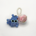 Plush charm forever rose keychain, real preserved flower displayed in a transparent round case by ZESO Blooms™