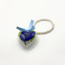 Preserved rose heart keychain with faux pearl chain, real flower enclosed in a heart-shaped plastic container by ZESO Blooms™