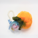 Preserved rose plush keychain designed as a bag charm, real rose enclosed in a clear round plastic case by ZESO Blooms™