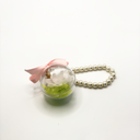 Round preserved flower rose keychain with pearl chain and clear plastic sphere case by ZESO Blooms™