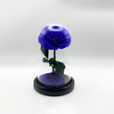 Blue single preserved rose under glass dome, long-lasting floral display by ZESO Blooms