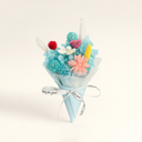 Handcrafted preserved flower cone bouquet with rose, daisy, hydrangea and wood petals by ZESO Blooms.