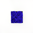 Top view of blue square preserved rose box with four long-lasting preserved roses by ZESO Blooms