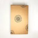Kraft paper box with sunflower designs on a white background